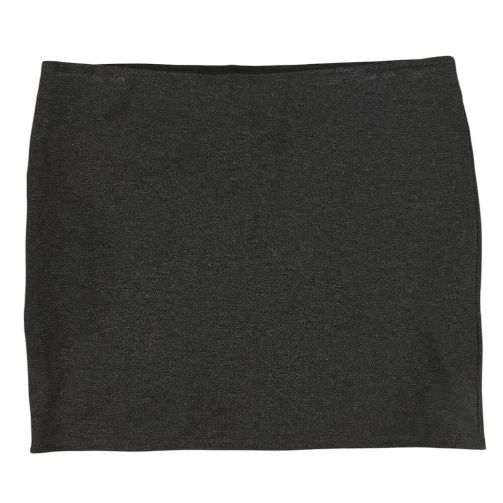 LOFT Charcoal Gray Knit Skirt | Size XL Pull-On Mini Rayon Blend
